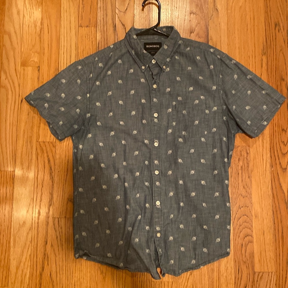 Bonobos short sleeved button down shirt, men’s large